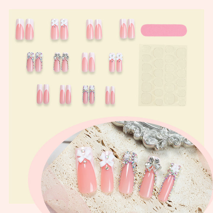 Decorative Press-On Nail Art Set with Rhinestone Accents Stornfield