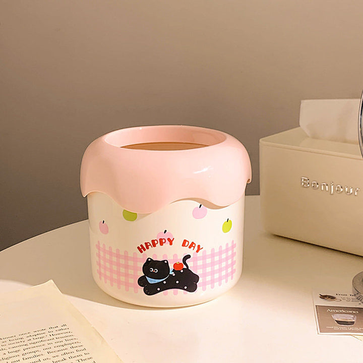 Decorative trash can with playful dog design Stornfield