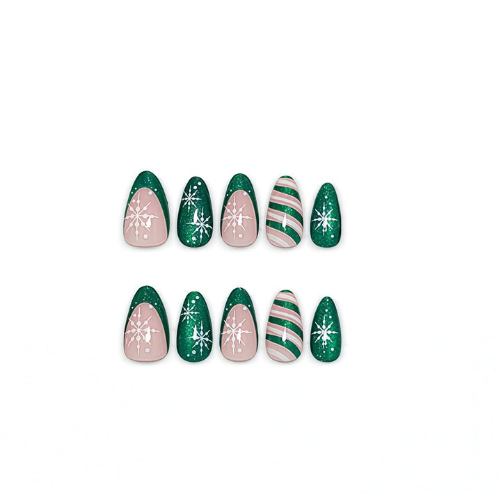 Artificial Nail Set with Elegant Christmas Design Stornfield