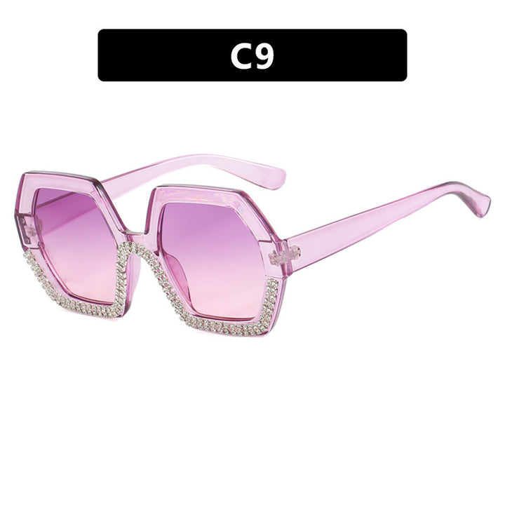 Women's extravagant sunglasses with hexagonal frame and rhinestone accents Stornfield