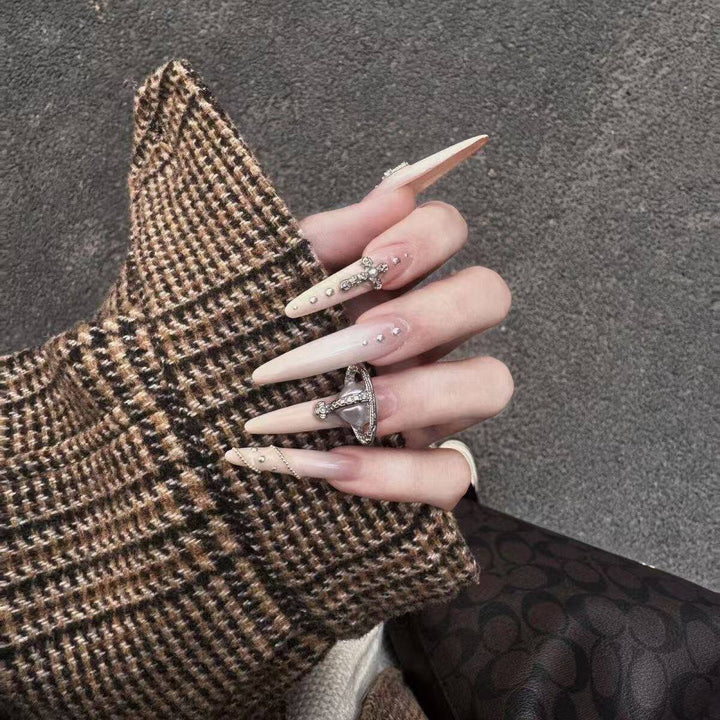 Glamorous Crystal-Studded Stiletto Press-On Nails Stornfield