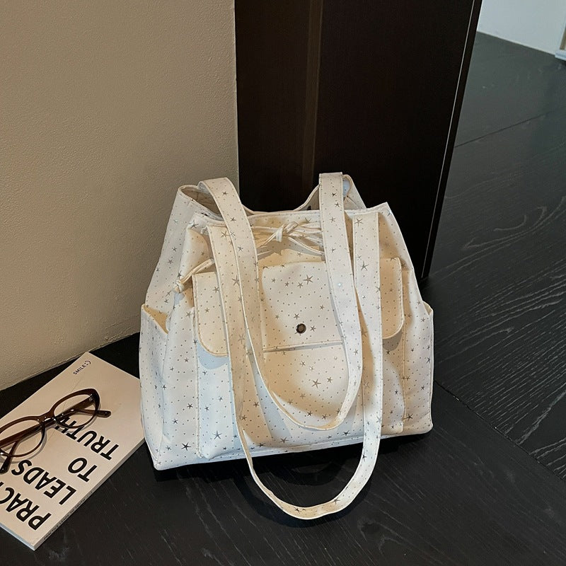 Versatile Casual Tote Bag with Star Print