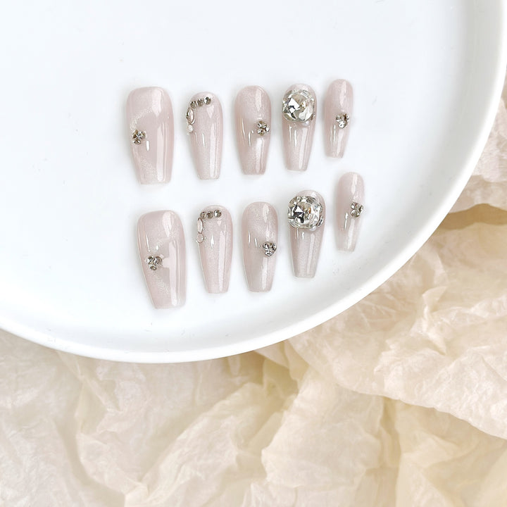 Premium Nail Art Set with Handcrafted Rhinestone Accents
