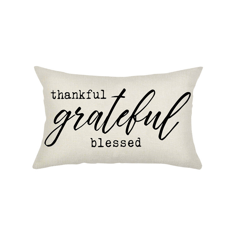 Hand-Lettered Script Lumbar Pillow Cover Linen-Blend with Heart Motif