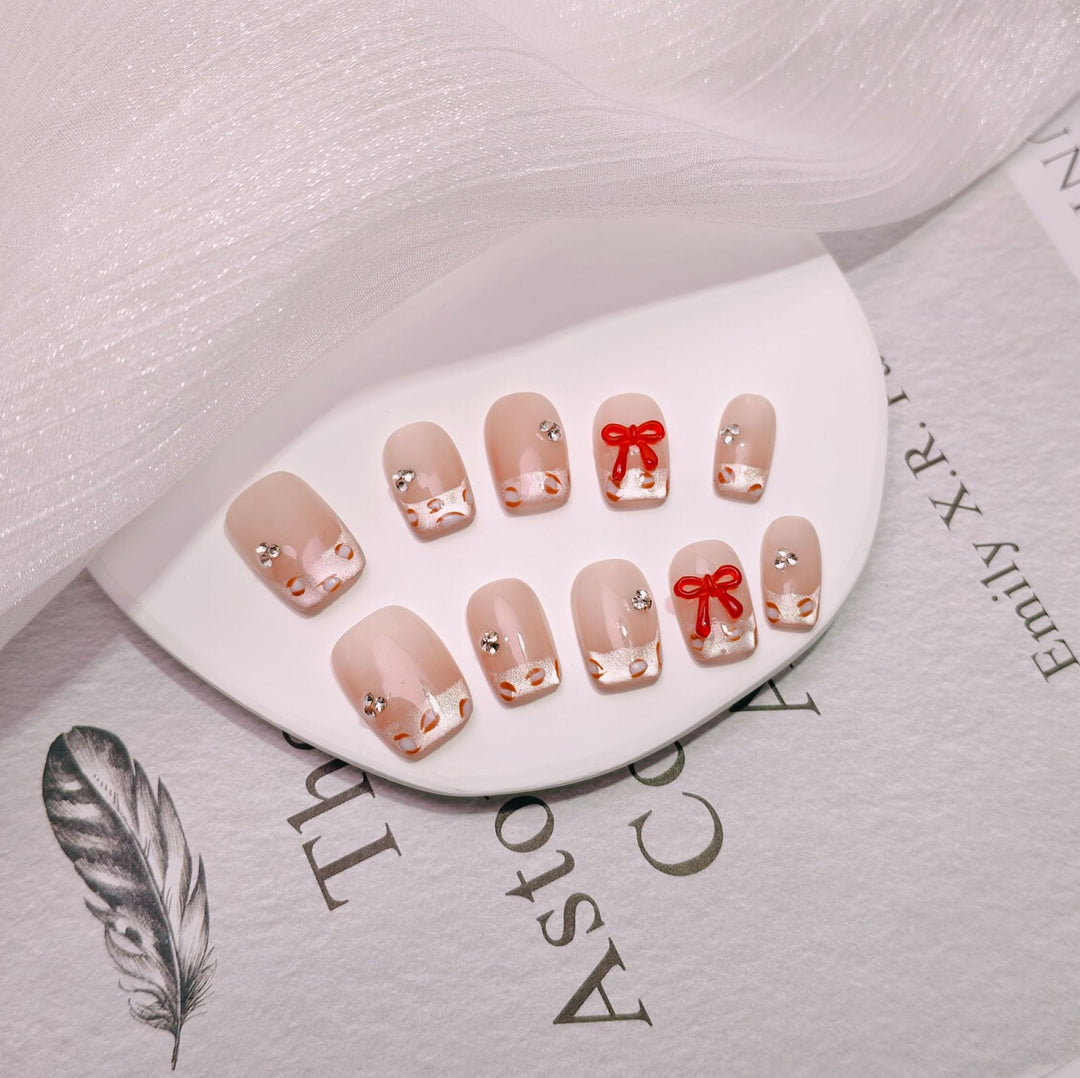 Elegant French Tip Press-On Nails Stornfield