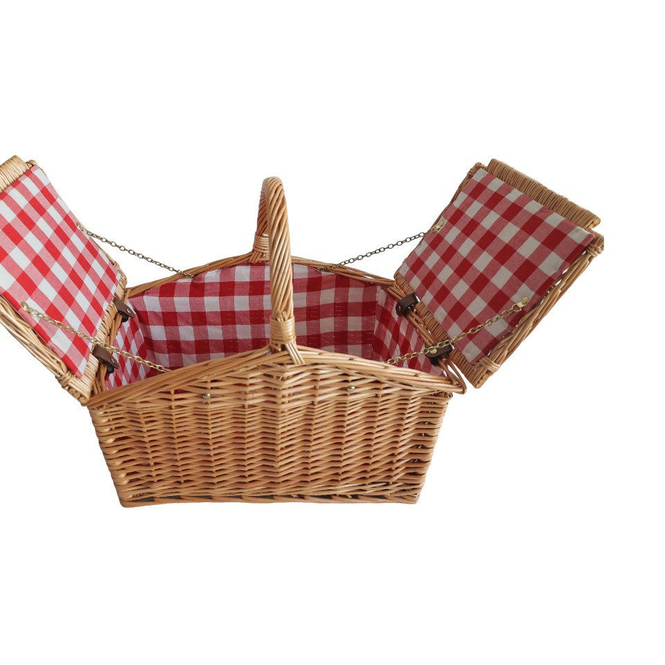 Women’s picnic basket with decorative lattice pattern and practical folding lid Stornfield