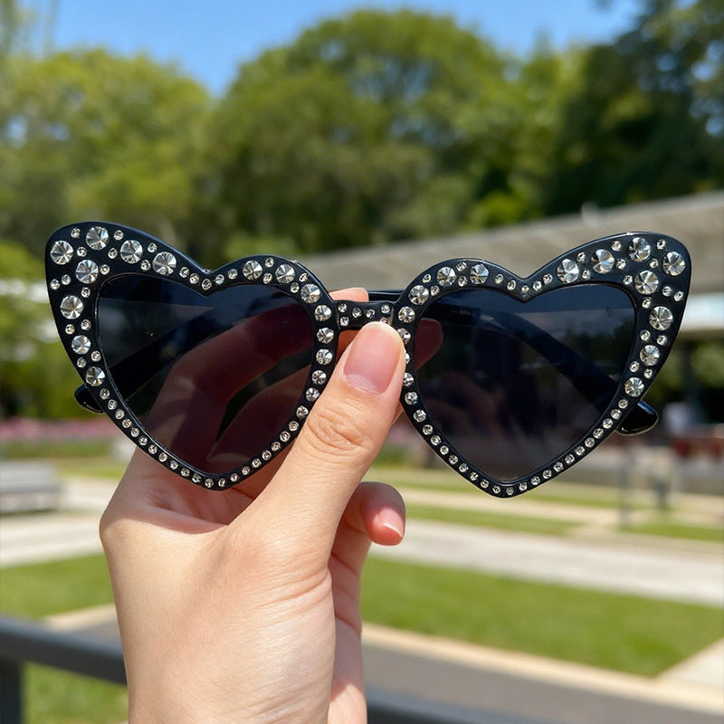 Rhinestone-Accented Heart-Shaped Sunglasses Stornfield