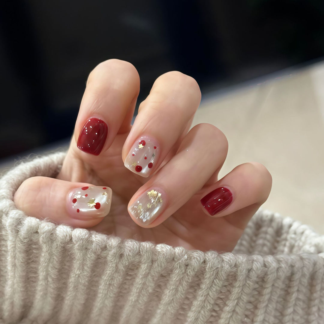 Nail set with sparkling glitter details and creative designs Stornfield