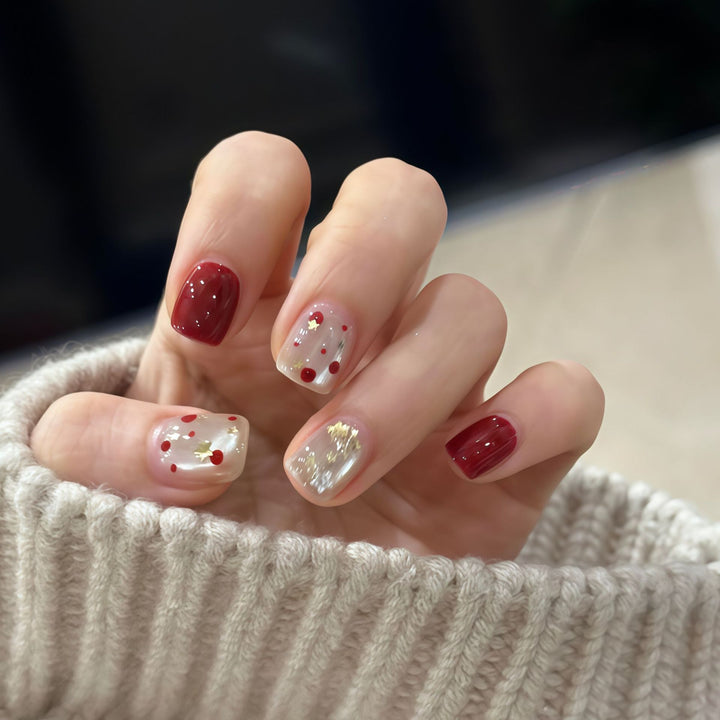 Nail set with sparkling glitter details and creative designs Stornfield