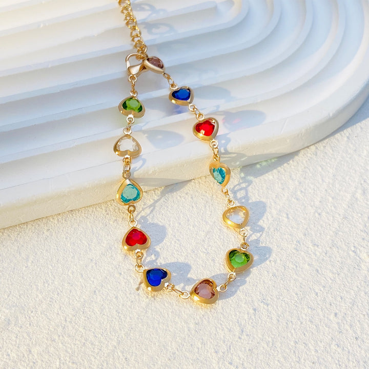 Heart-Shaped Gemstone Charm Bracelet Stornfield