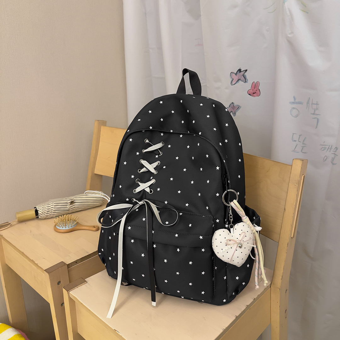 Cute Lace-Up Star Print Backpack