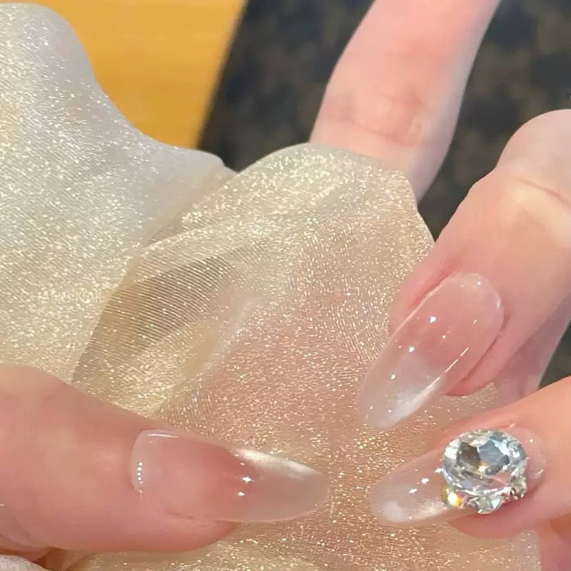 Elegant artificial nail tips with glitter accent Stornfield