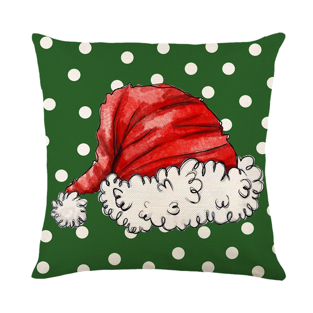 Holiday Linen Throw Pillow Cover with Merry Bright Script and Ribbon Bow Accent