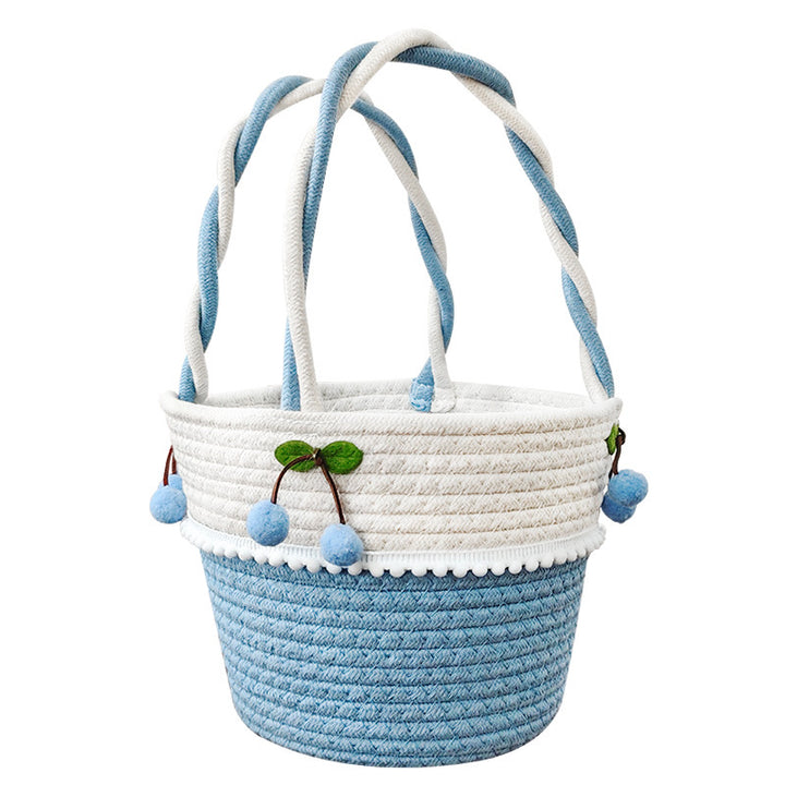 Ladies Playful Storage Basket with Pom-Pom Decoration Stornfield