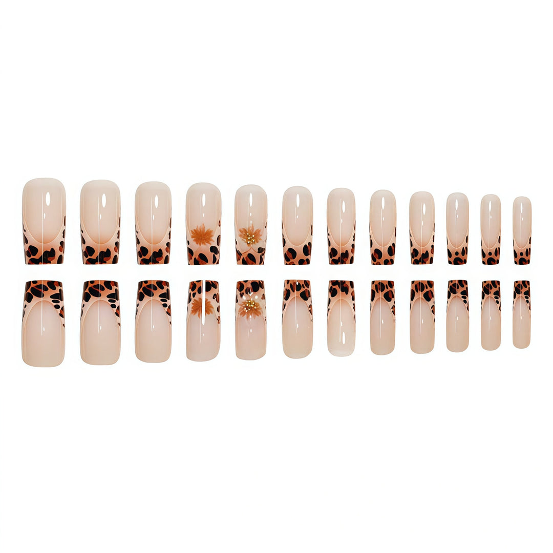 Premium Decorative Press-On Nail Art with Leopard Print Accents Stornfield