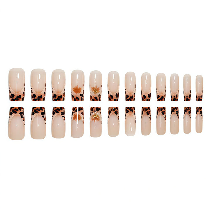 Premium Decorative Press-On Nail Art with Leopard Print Accents Stornfield