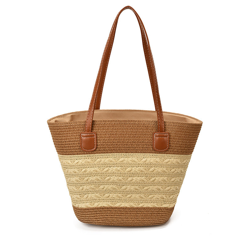 Woven Straw Beach Tote Bag
