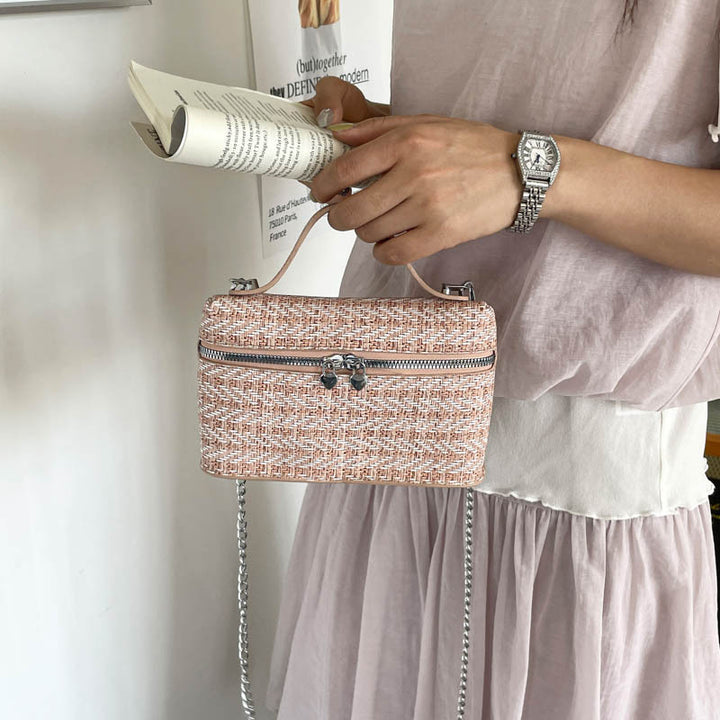 Textured Woven Handheld Clutch