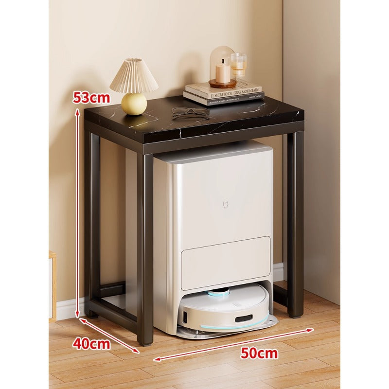Marble Top Gold Metal Console Stand for Robot Vacuum Dock and Entryway Organizer