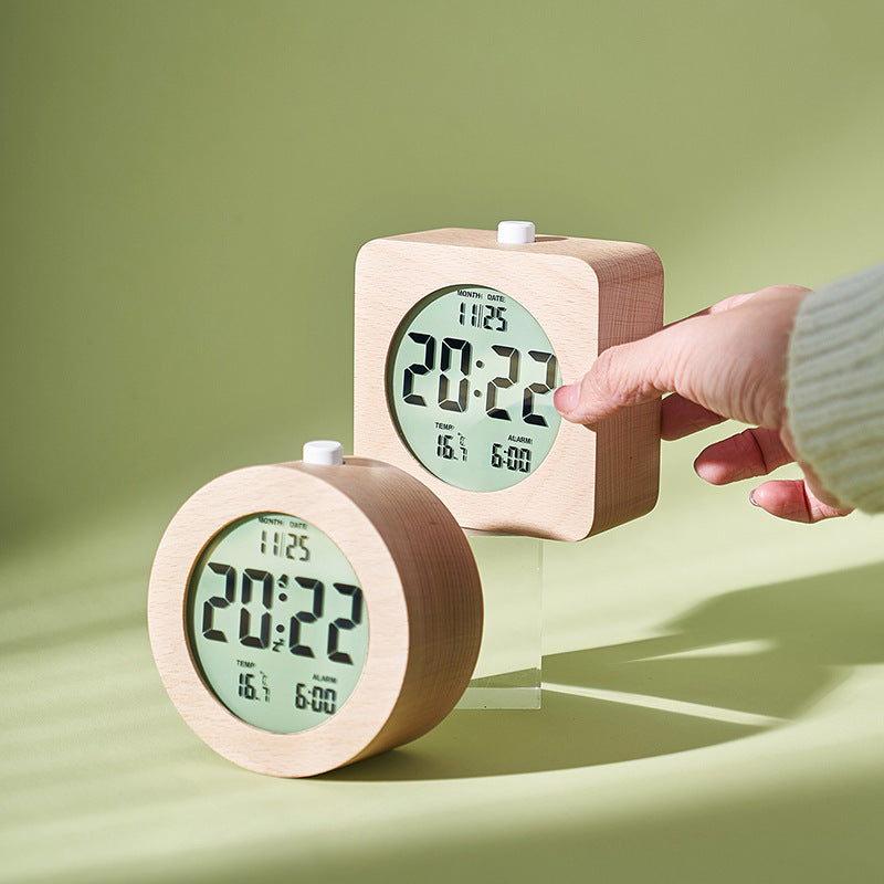 Digital wood alarm clock with temperature display Stornfield