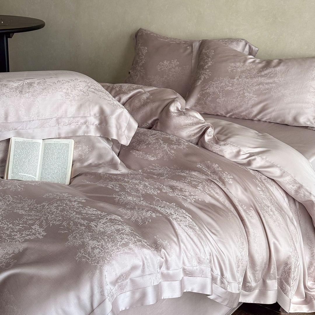 Decorative Luxurious Floral Patterned Satin Bedding Set Stornfield
