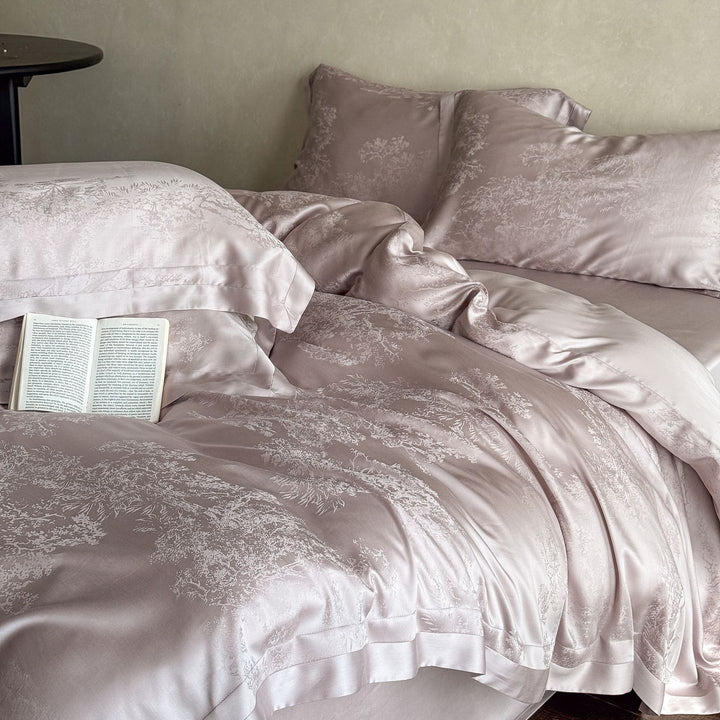 Decorative Luxurious Floral Patterned Satin Bedding Set Stornfield