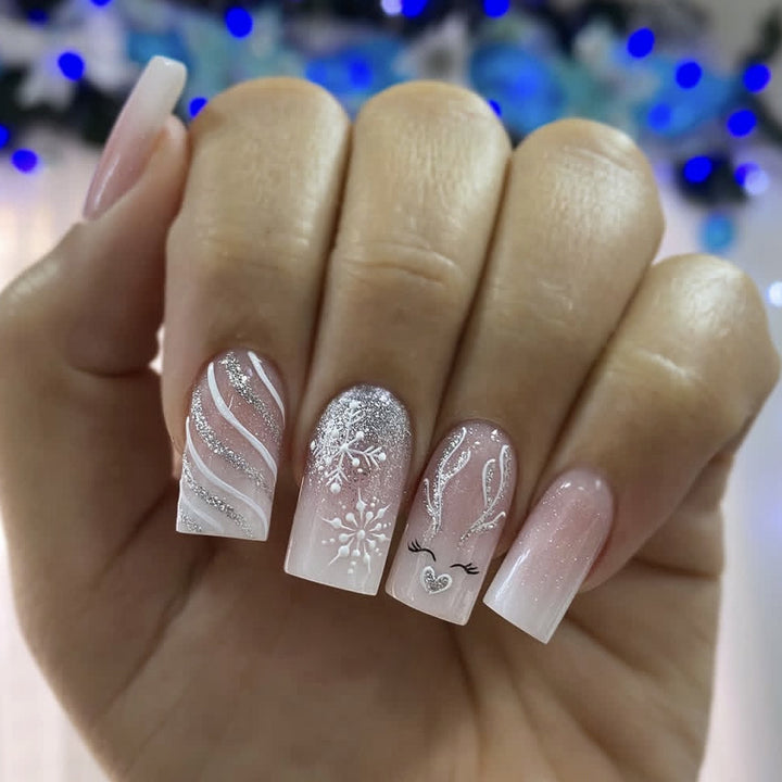 Festive Winter-Themed 3D Nail Art Extensions Stornfield