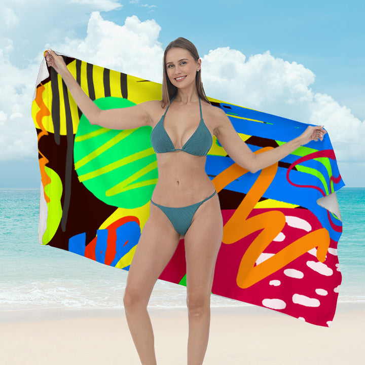 Beach towel with vibrant tropical plant motif Stornfield
