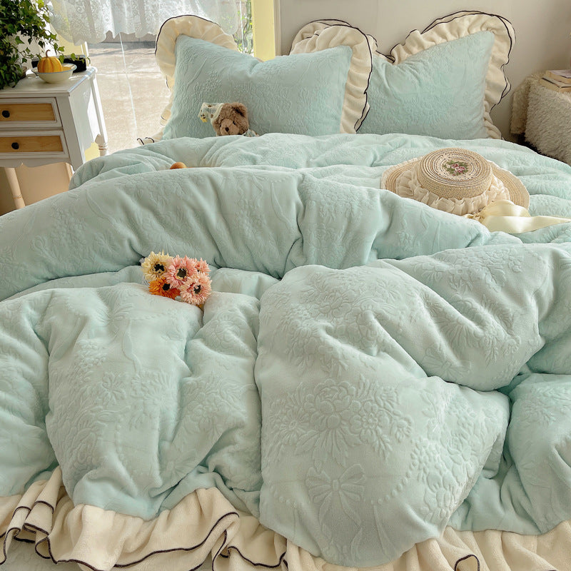 Floral Embossed Duvet Cover Set