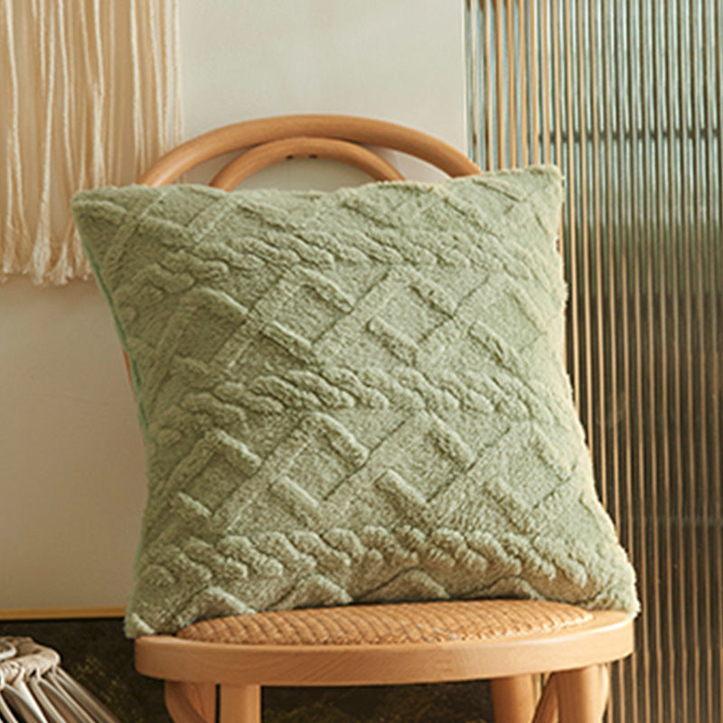 Square living cushion made of teddy boucle with raised diamond texture Stornfield
