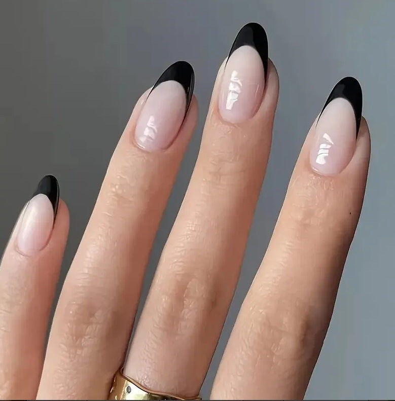 Elegant Black French Tip Acrylic Nail Enhancements Stornfield