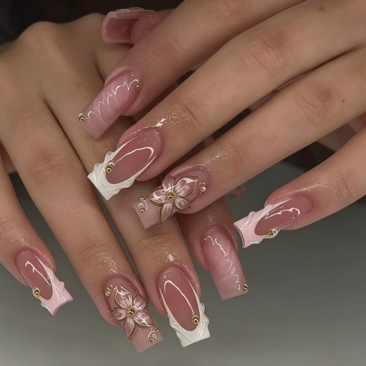 Floral Decorative Press-On Nail Enhancements Stornfield