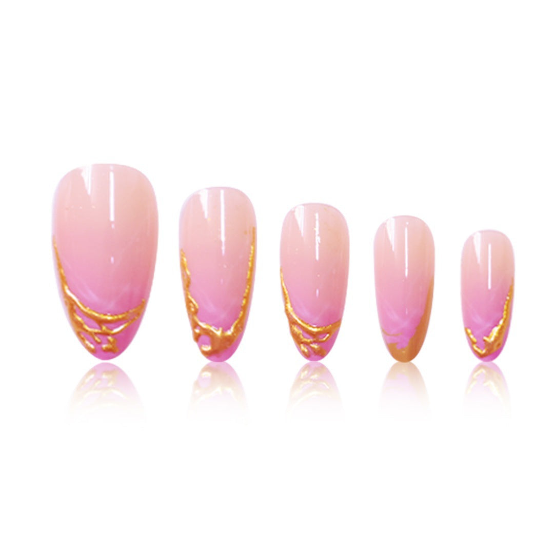 Elegant Stiletto Press-On Nail Extensions with Gold Tip Accents Stornfield