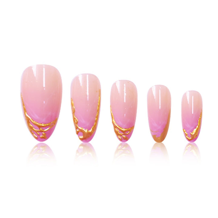 Elegant Stiletto Press-On Nail Extensions with Gold Tip Accents Stornfield