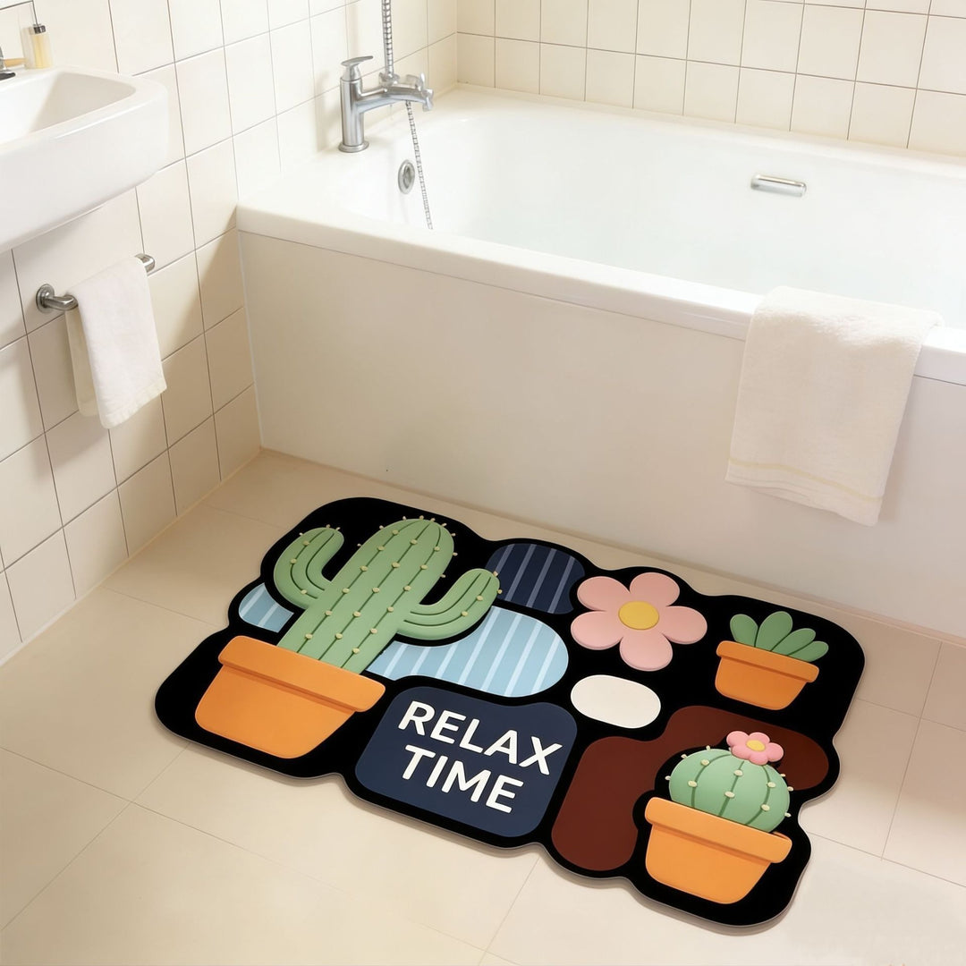 Cartoon Cat-Themed Toilet Bath Mat