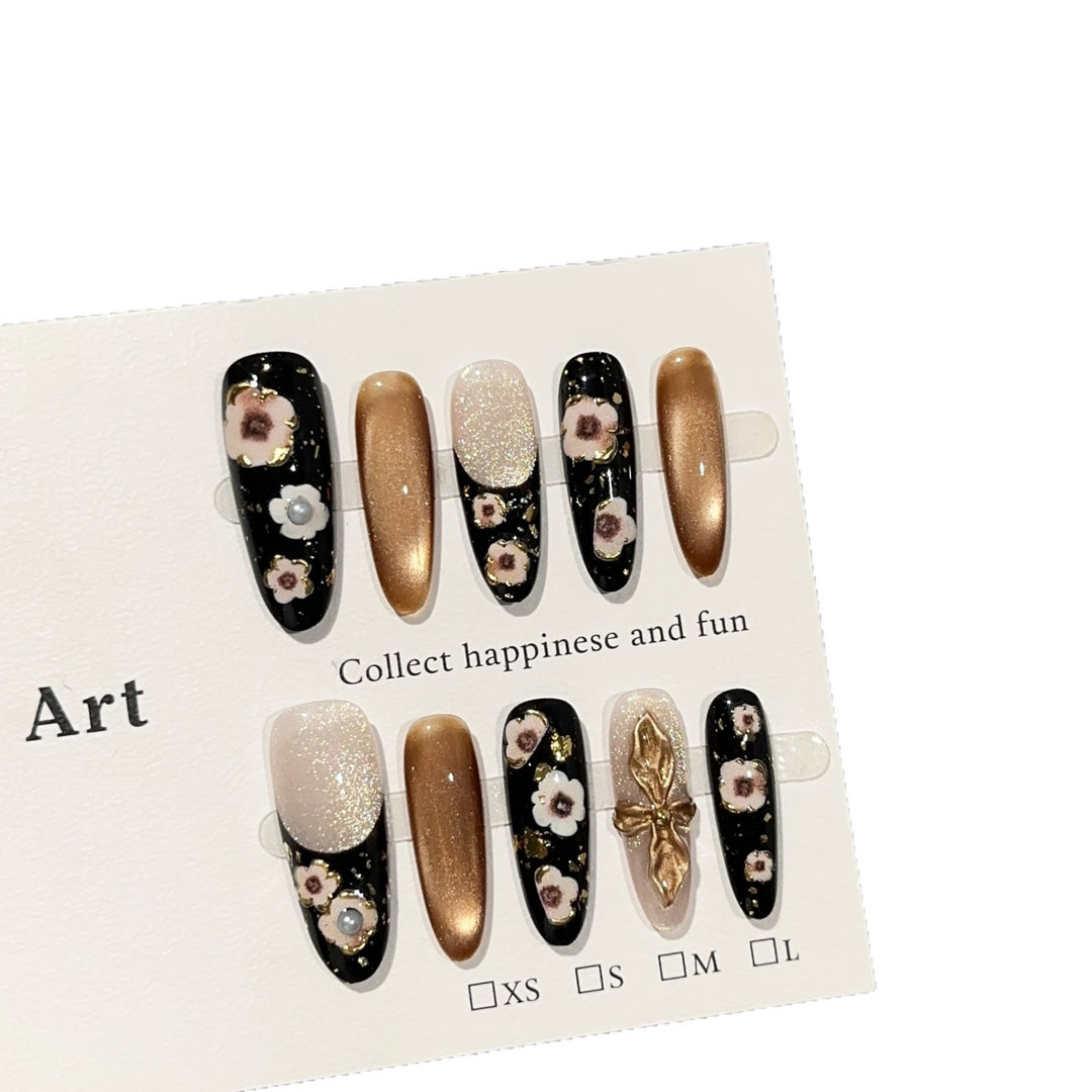 Elegant Floral-Designed Press-On Nail Art Set