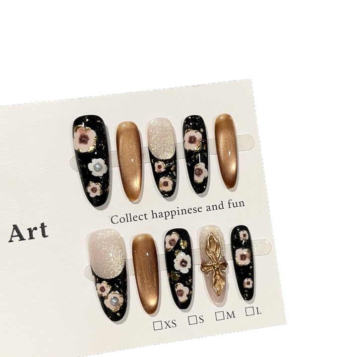 Elegant Floral-Designed Press-On Nail Art Set