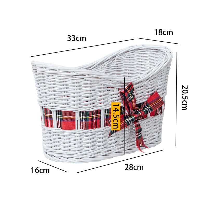 Decorative Woven Storage Basket with Festive Ribbon Stornfield