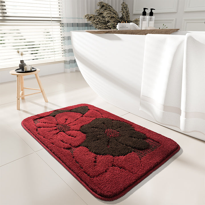 Floral Printed Plush Bath Mat