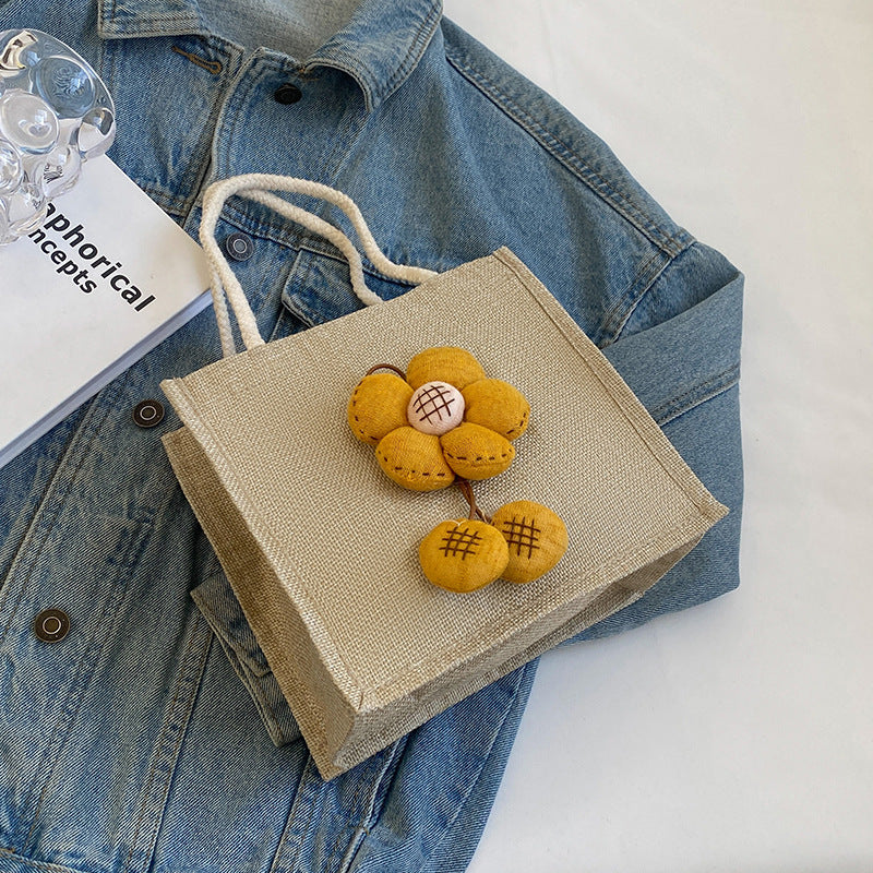 Floral Accent Tote Bag