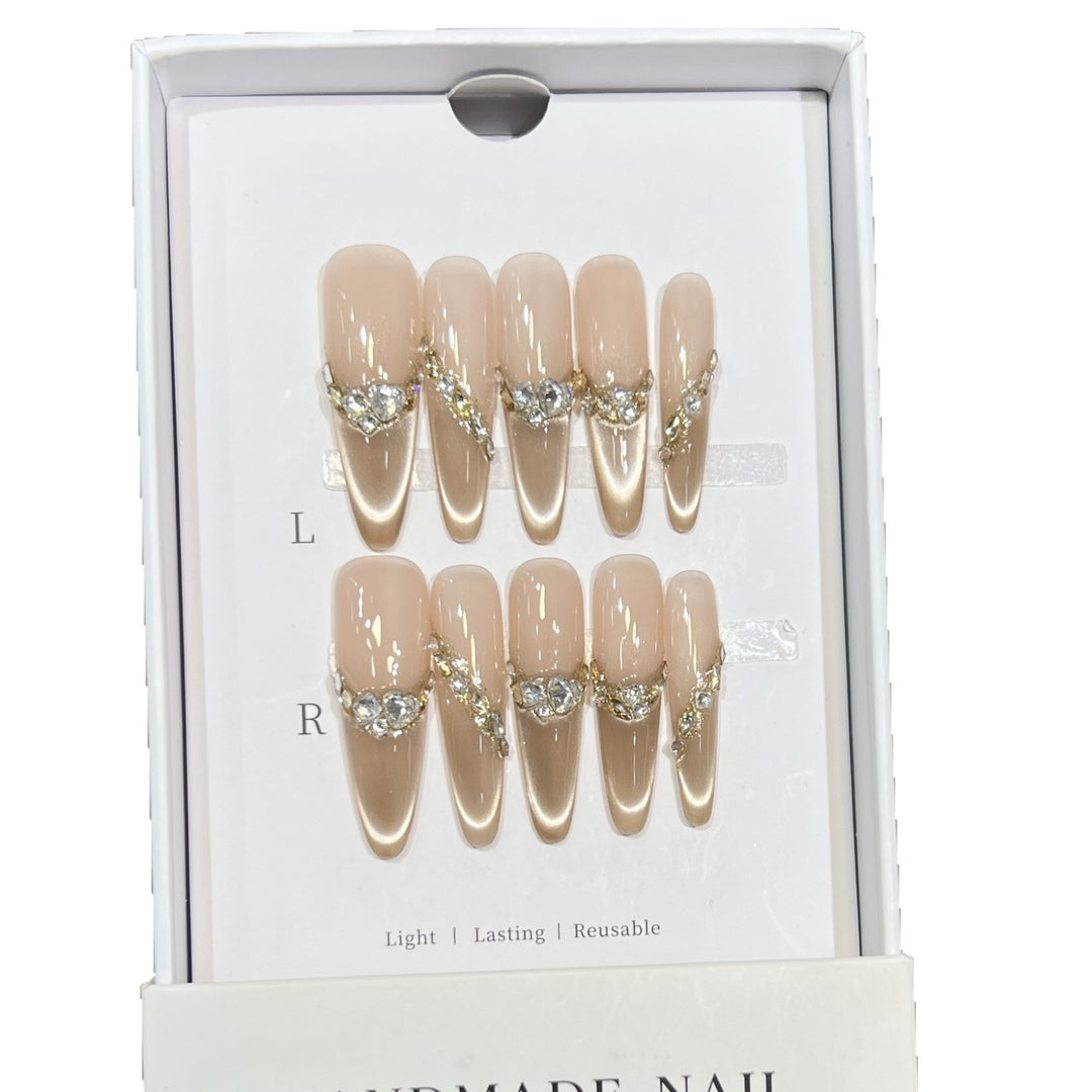 Elegant Stiletto Press-On Nail Set with Rhinestone Design Stornfield