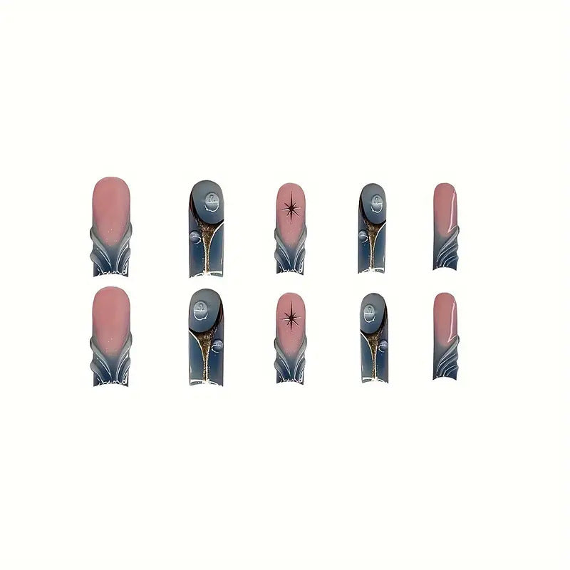 Artistic Abstract Press-On Nail Design Stornfield