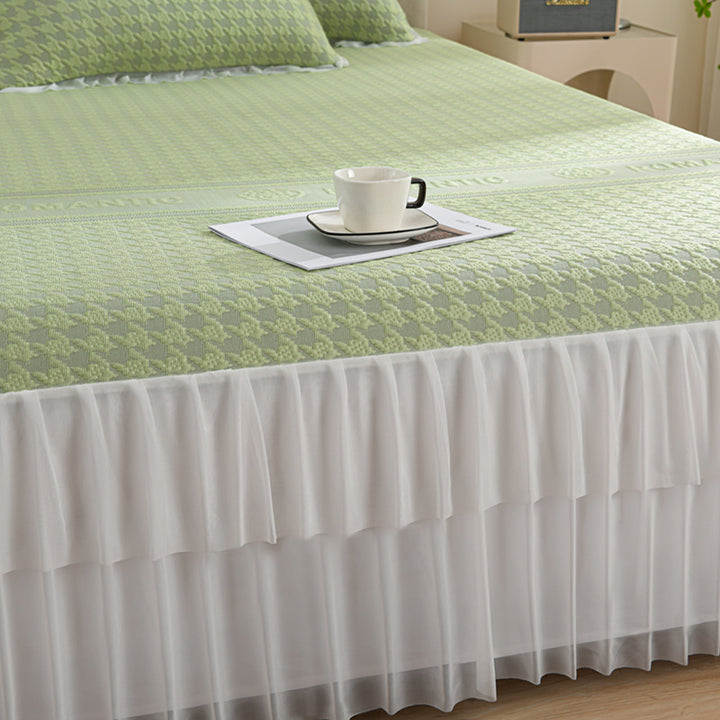 Ladies elegant bedspread set with decorative ruffled hem Stornfield
