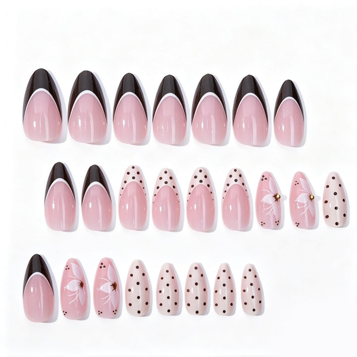 High-quality artificial nails with floral design and elegant accents Stornfield