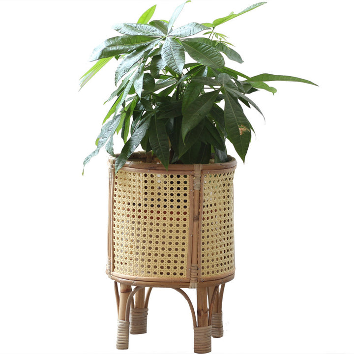 Stylish plant stand made of rattan Stornfield