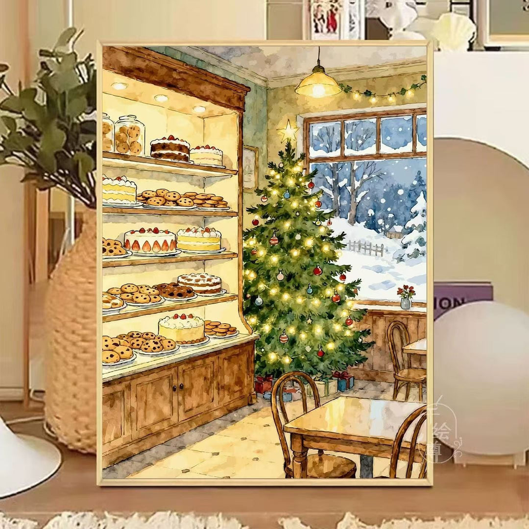 Cozy Winter-Themed Cafe Canvas Art Stornfield