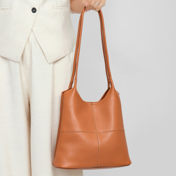 Sculpted Triangle-Base Shoulder Tote with Extended Dual Straps