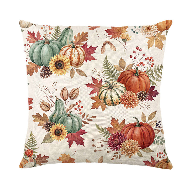 Decorative Harvest-Themed Throw Pillow Covers with Linen Texture