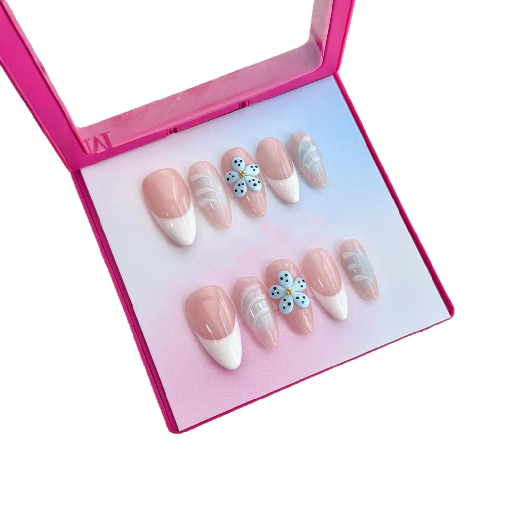 Decorative Press-On Nail Art Set with Floral and Nail Design Accents