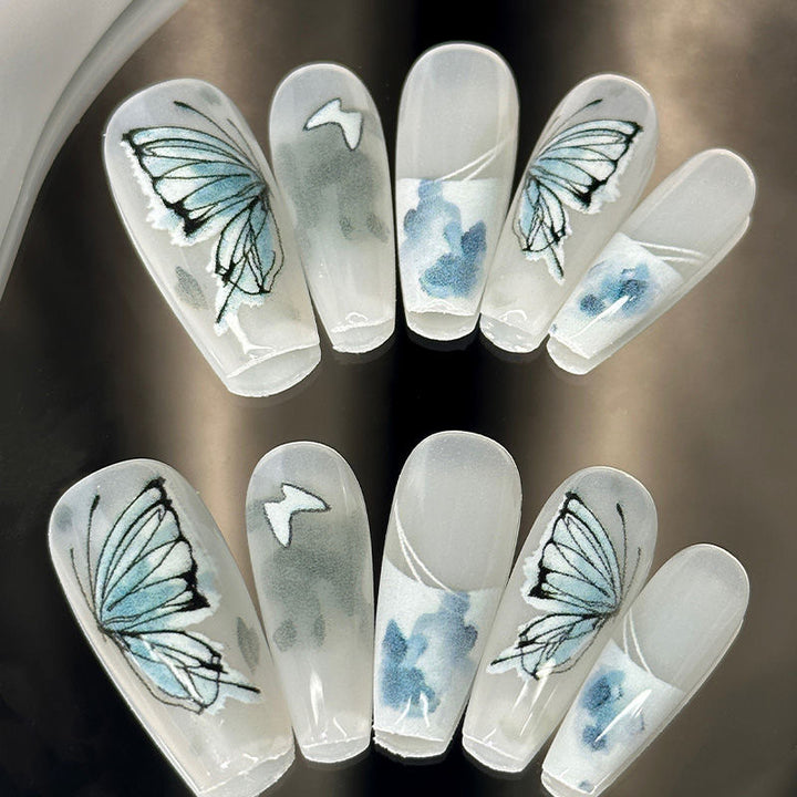 Artistic Butterfly-Design Press-On Nail Set